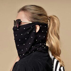 Lele Sadoughi Black and White Polka Dot Face Mask